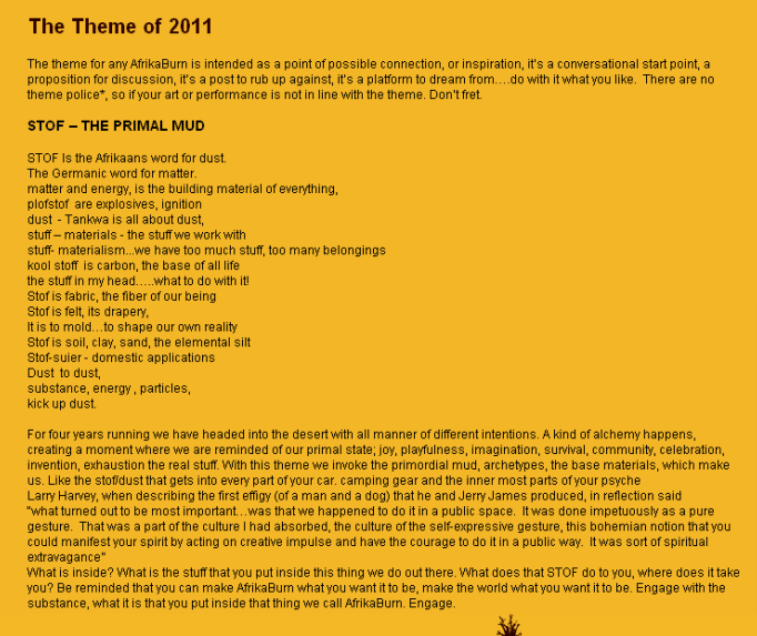 2011 Theme – STOF: The Primal Mud
