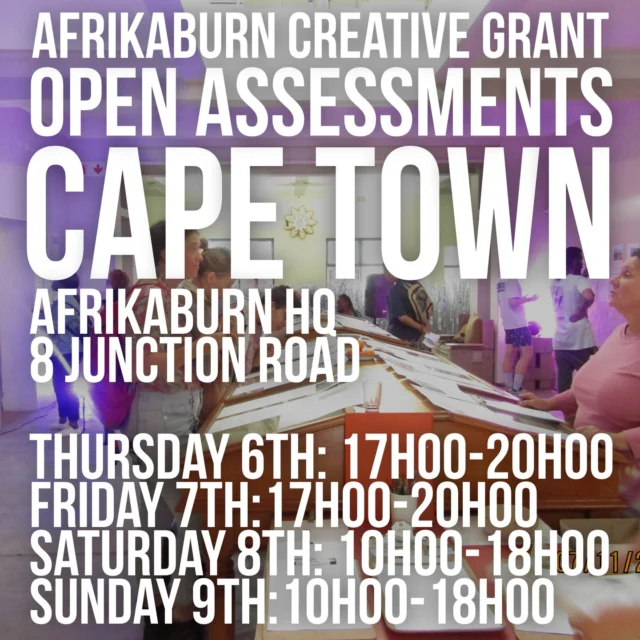 Creative Grant Open Assessments are happening this week in Cape Town and Pretoria. This is your opportunity to see the creativity of our community in a collaborative and transparent process. Come and see how ideas can shine, refract, and reflect Through The Prism.

Cape Town: 
AfrikaBurn HQ, 
8 Junction road
Thursday 6th OPENING NIGHT: 17h00-20h00
Friday 7th: 10h00-20h00
Saturday 8th & Sunday 9th: 10h00-18h00

Pretoria:
Tshwane Art Hub 
146 Minnaar Street
Friday the 7th OPENING NIGHT: 17h00-20h00
Saturday 8th: 10h00-20h00
Sunday9th: 10h00-20h00

Photo: Maloba Kgomo